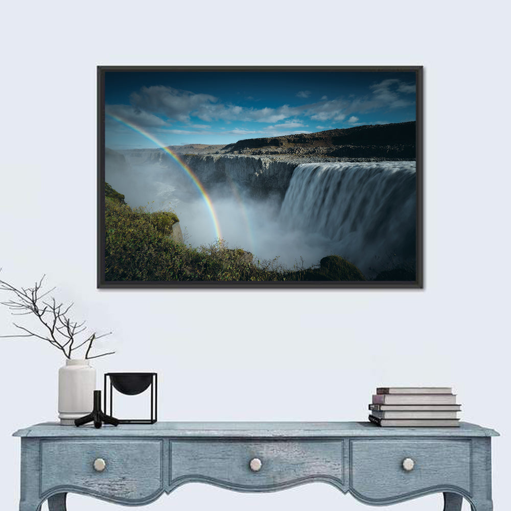 Dettifoss Waterfall with Double Rainbow Wall Art in a room, landscape