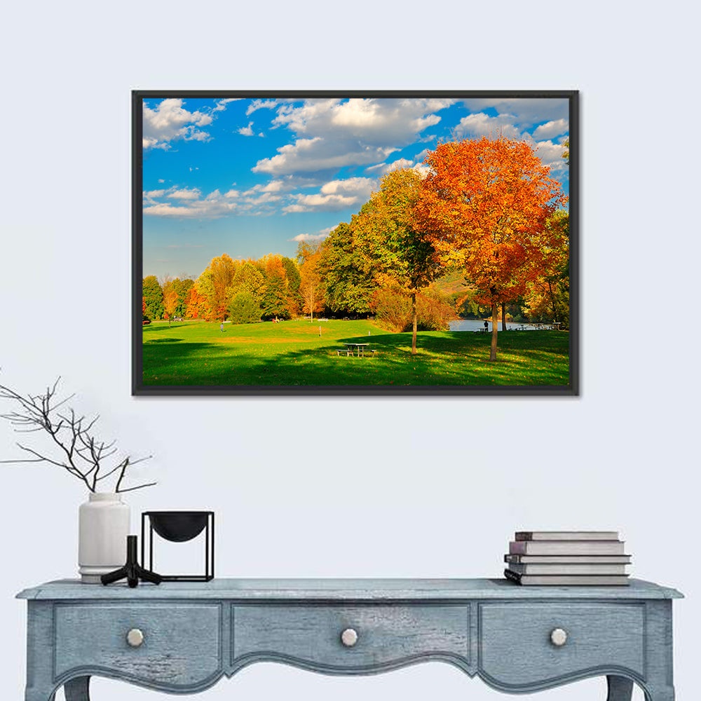 Autumn Trees and Lakeside Lawn Wall Art