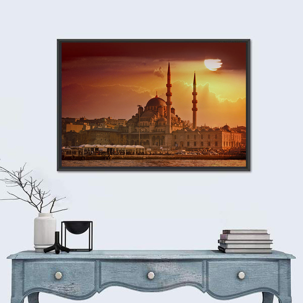 Yeni Cami Golden Hour Wall Art in a room, landscape
