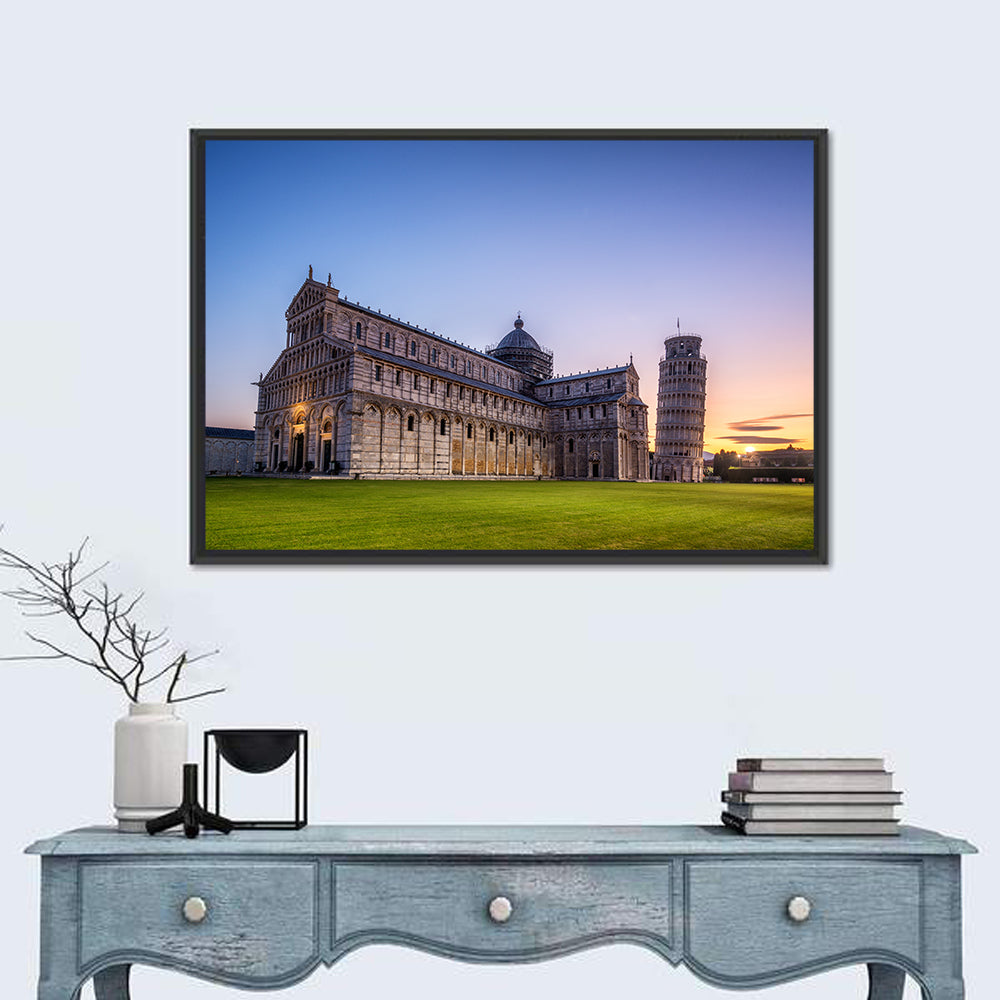 Leaning Tower of Pisa at Dusk Wall Art in a room, landscape
