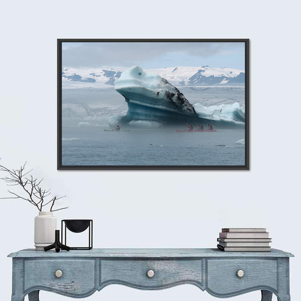 Jökulsárlón Iceberg with Kayakers Wall Art