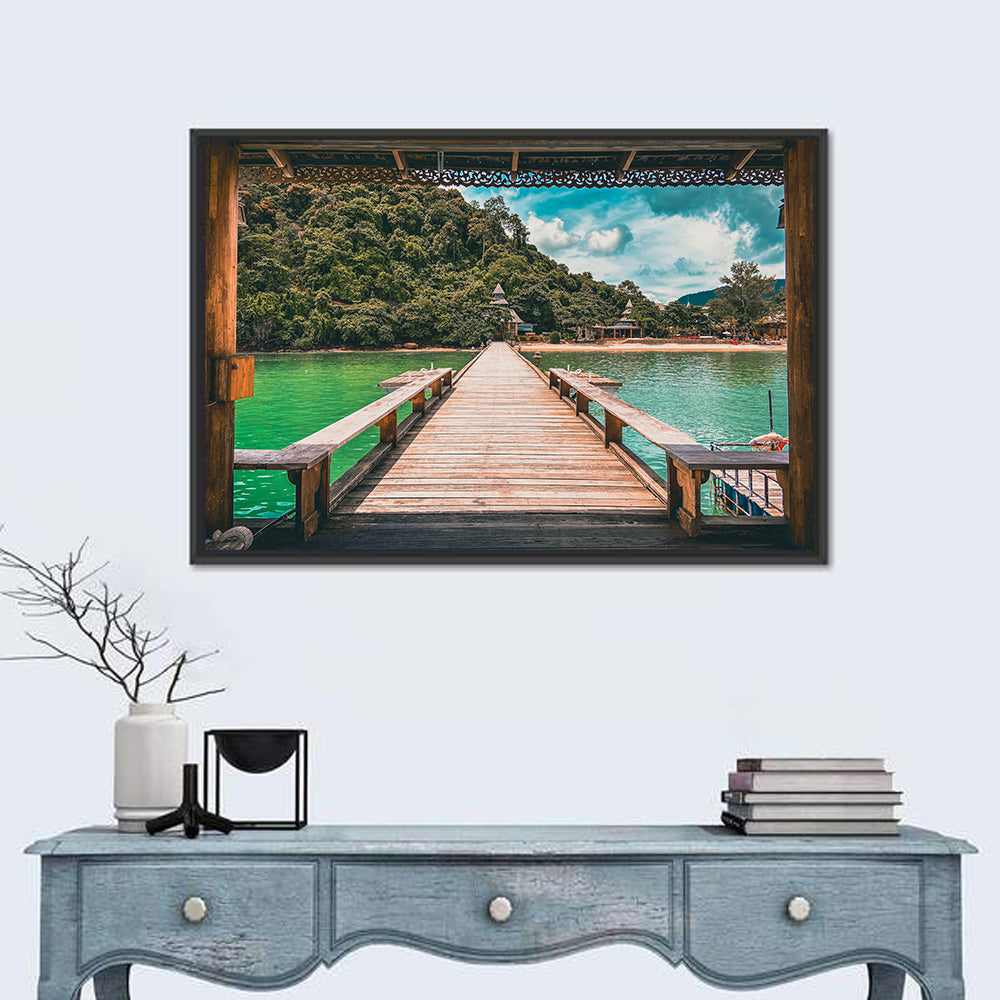 Santhiya Pier Over Turquoise Water Wall Art