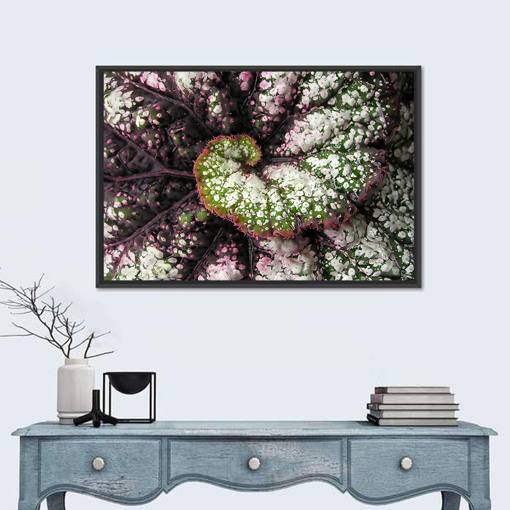 Begonia Leaf Spiral Geometry Wall Art in a room, landscape