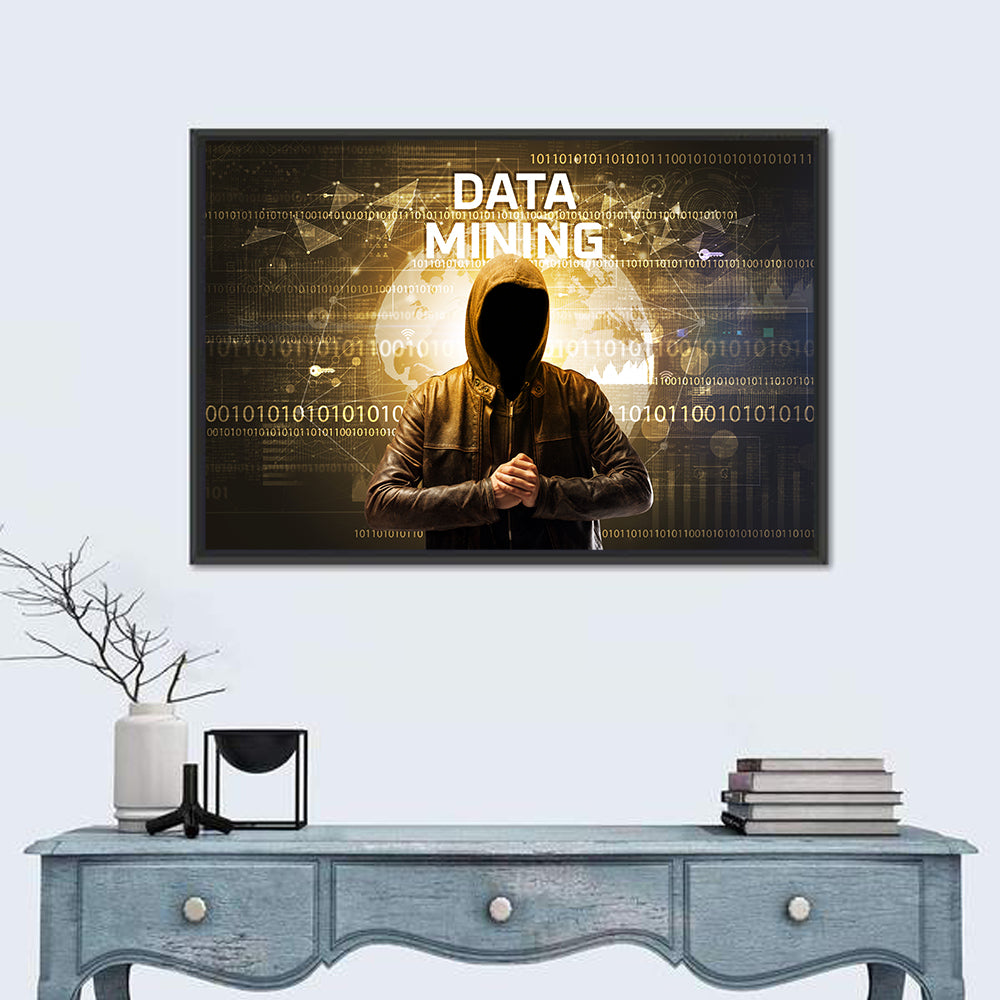 Hooded Hacker Data Mining Concept Wall Art