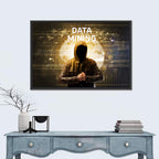 Hooded Hacker Data Mining Concept Wall Art