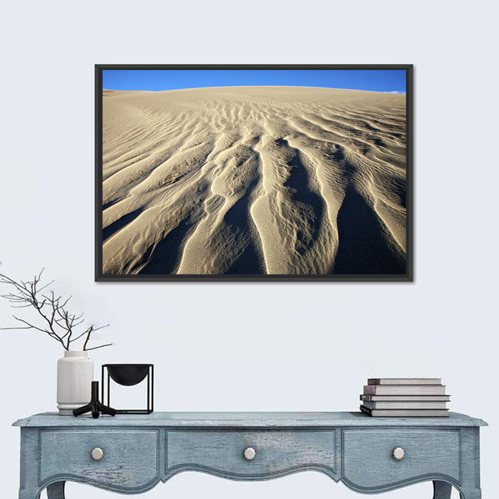 Endless Rippled Sand Dunes Wall Art in a room, landscape