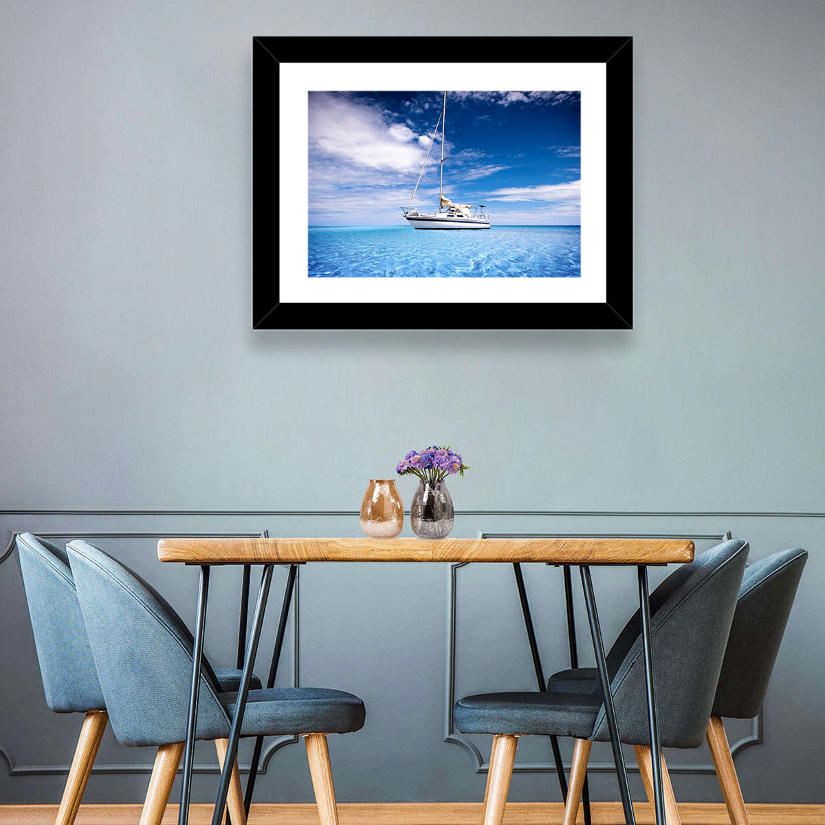 Furled Sails Over Turquoise Water Wall Art