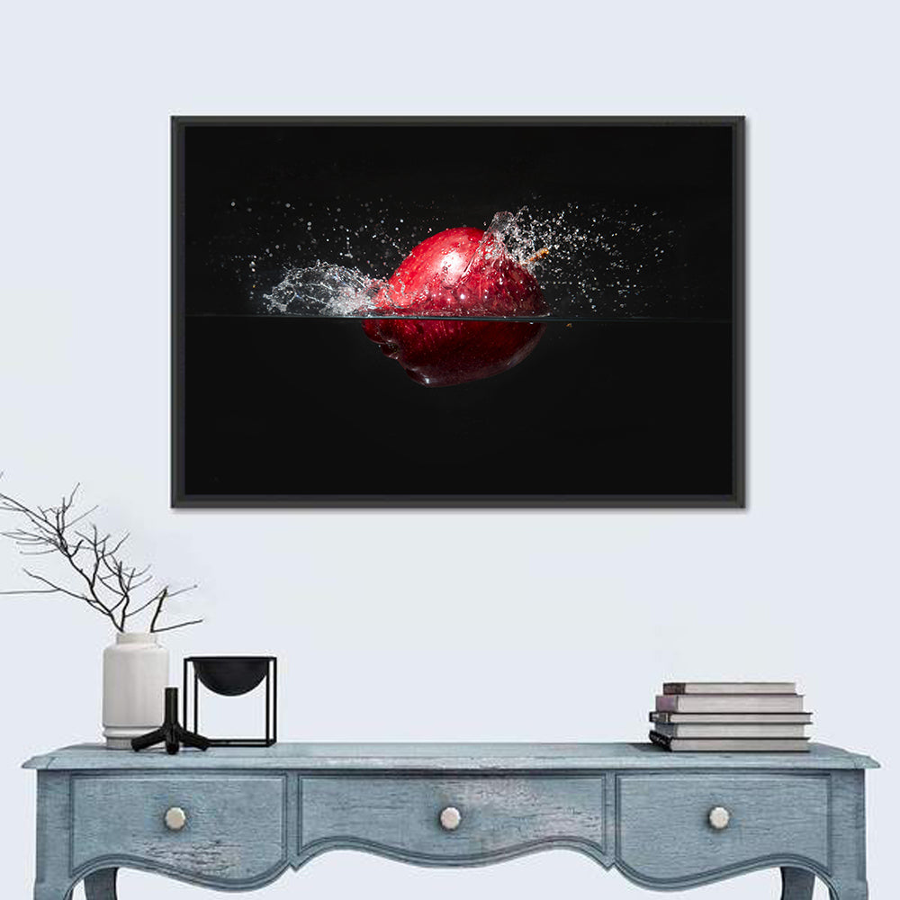 Red Apple Water Splash Wall Art