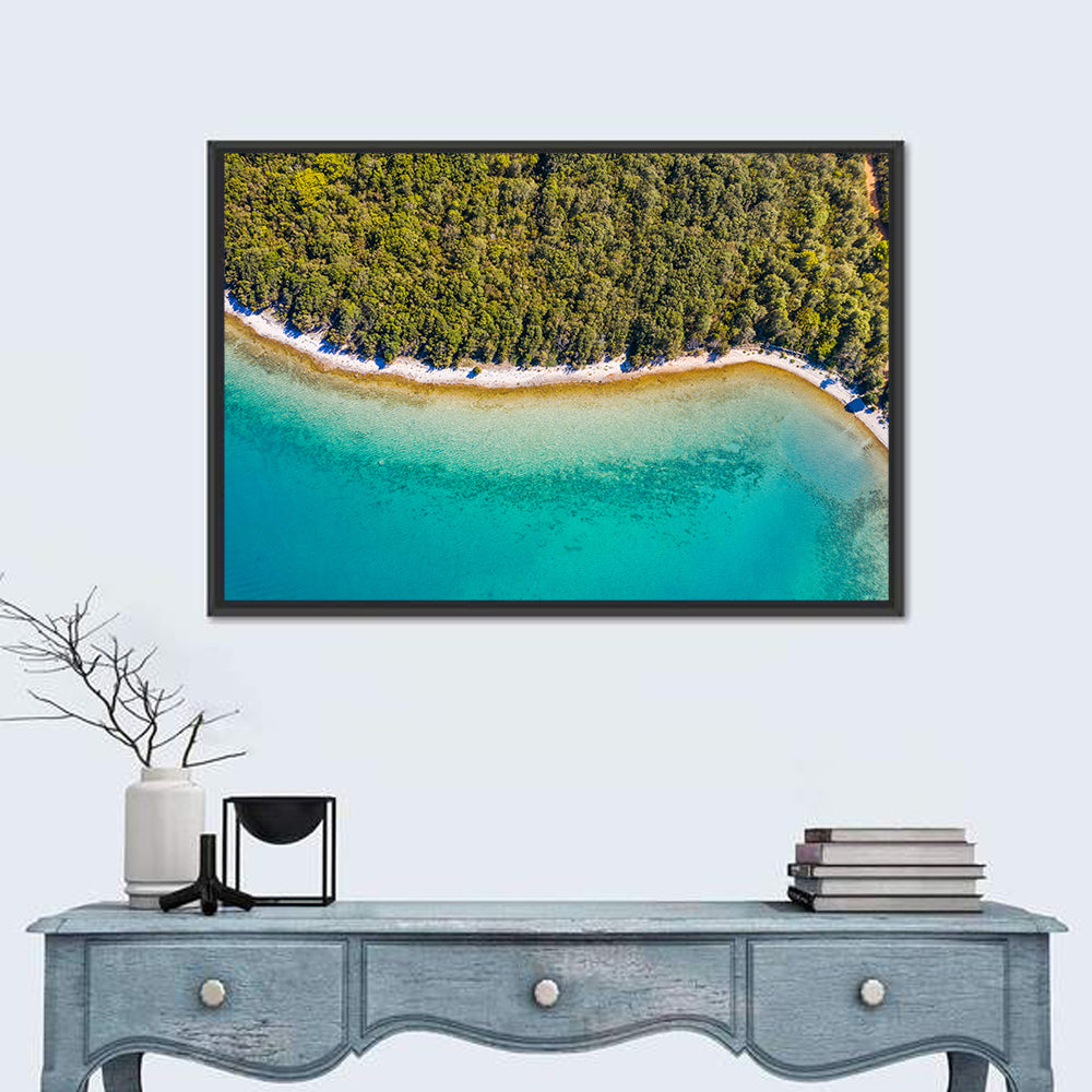 Dugi Otok Aerial Shoreline Wall Art in a room, landscape