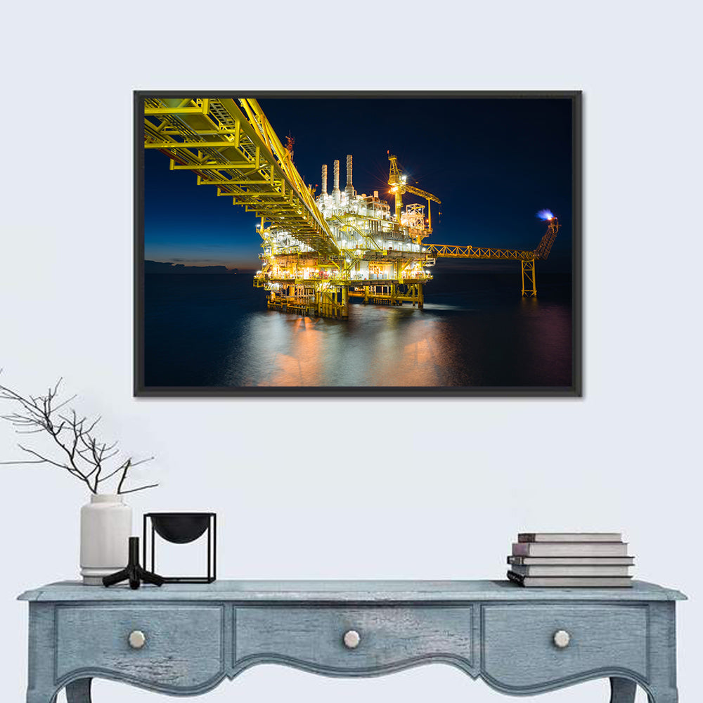 Glowing Offshore Oil Rig Wall Art