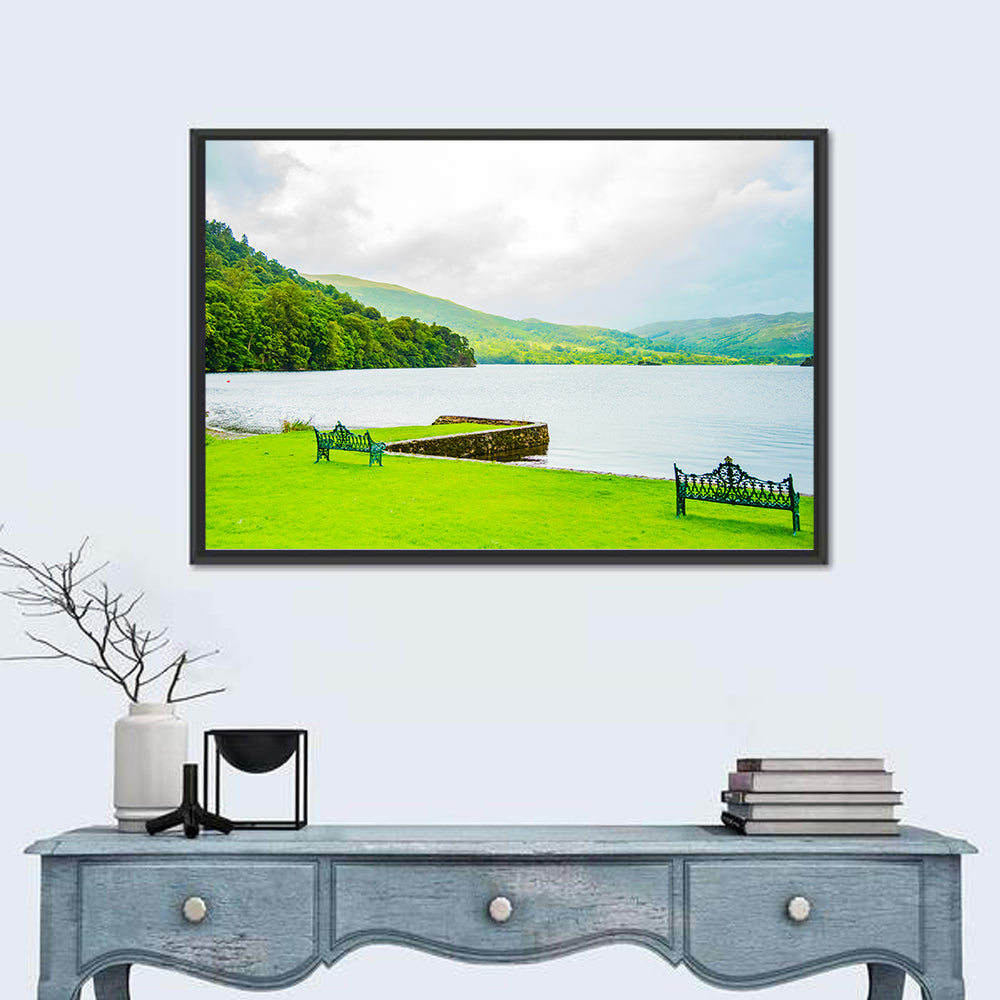 Ullswater Lakeside Benches Wall Art in a room, landscape