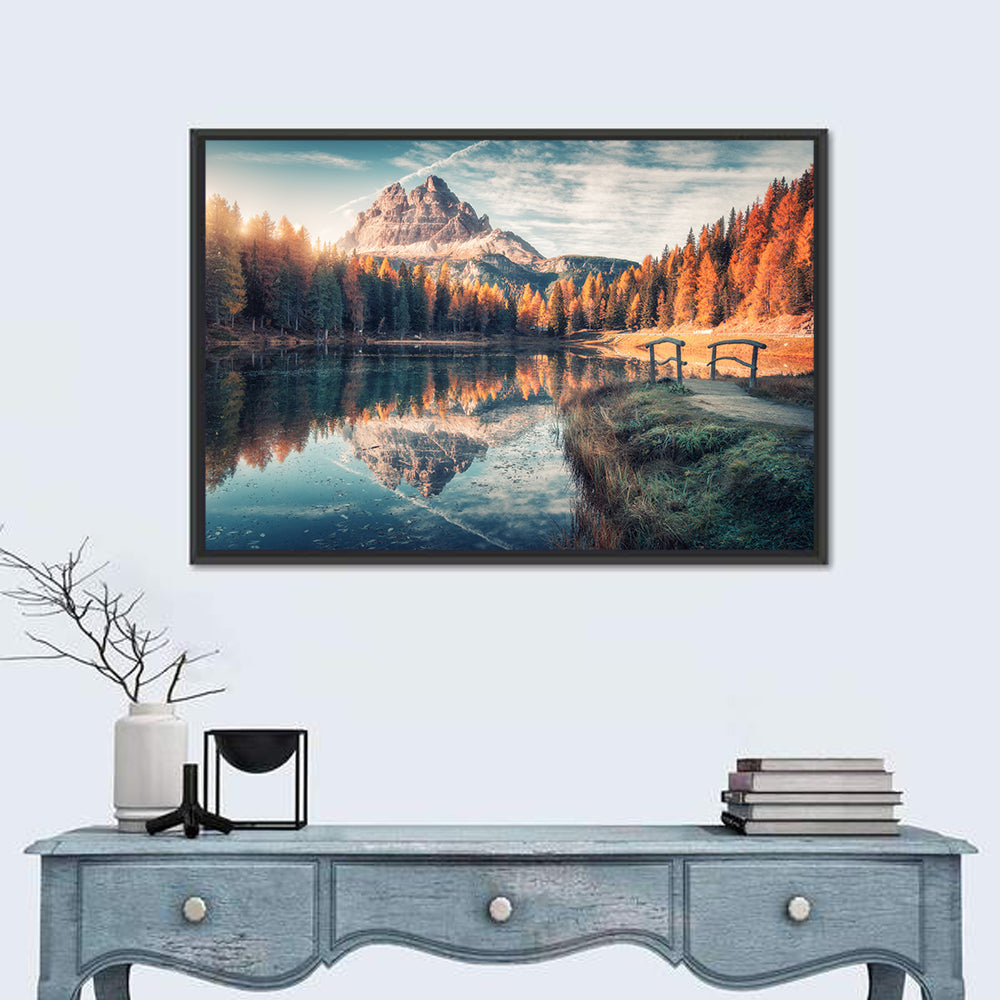 Lago Di Antorno Reflection Wall Art in a room, landscape