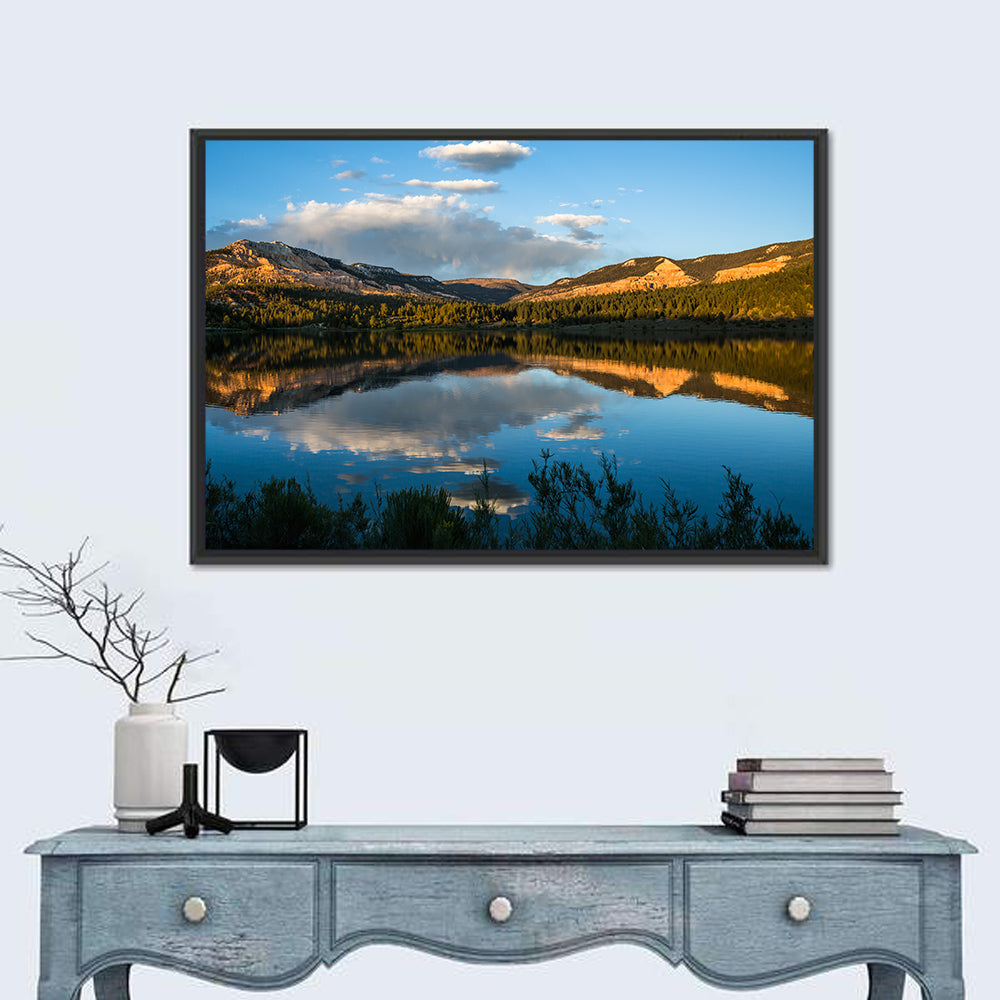 Bryce Canyon Lake Reflection Wall Art in a room, landscape
