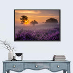 Misty Heather Field at Dawn Wall Art