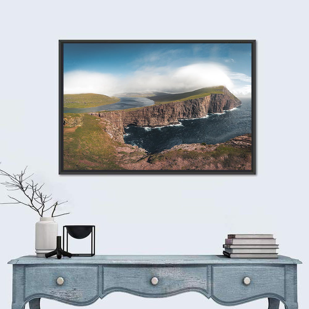 Traelanipa Cliffs, Sørvágsvatn Wall Art in a room, landscape