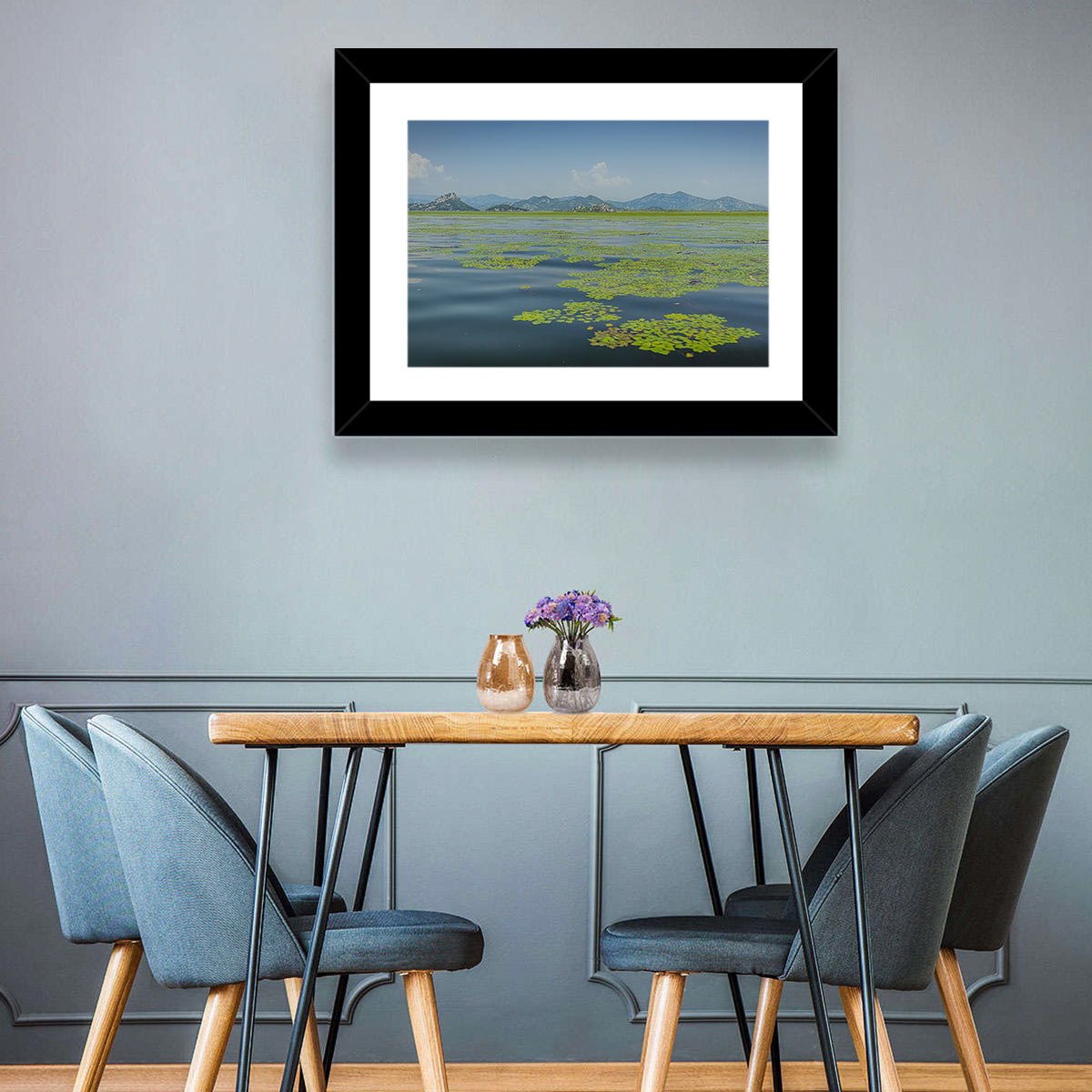 Lake Skadar Water Lilies Wall Art in a room, landscape