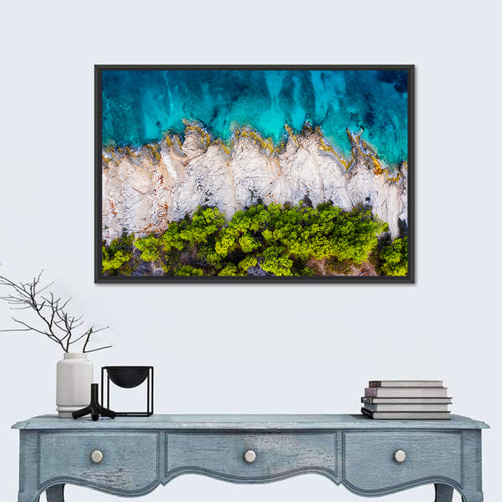 Croatian Coastscape Wall Art in a room, landscape