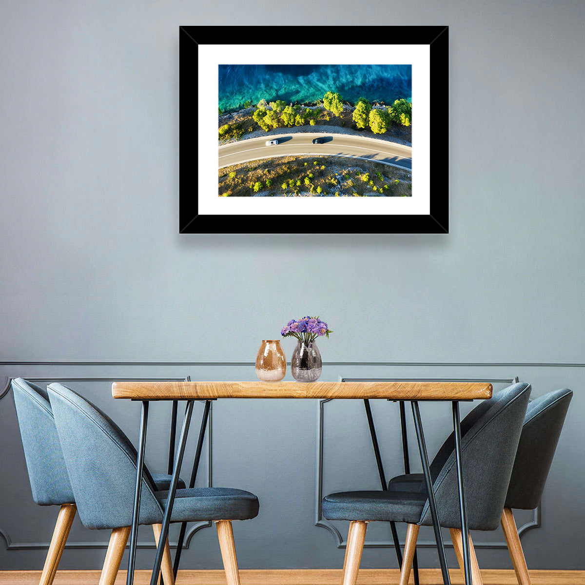Coastal Highway Wall Art in a room, landscape