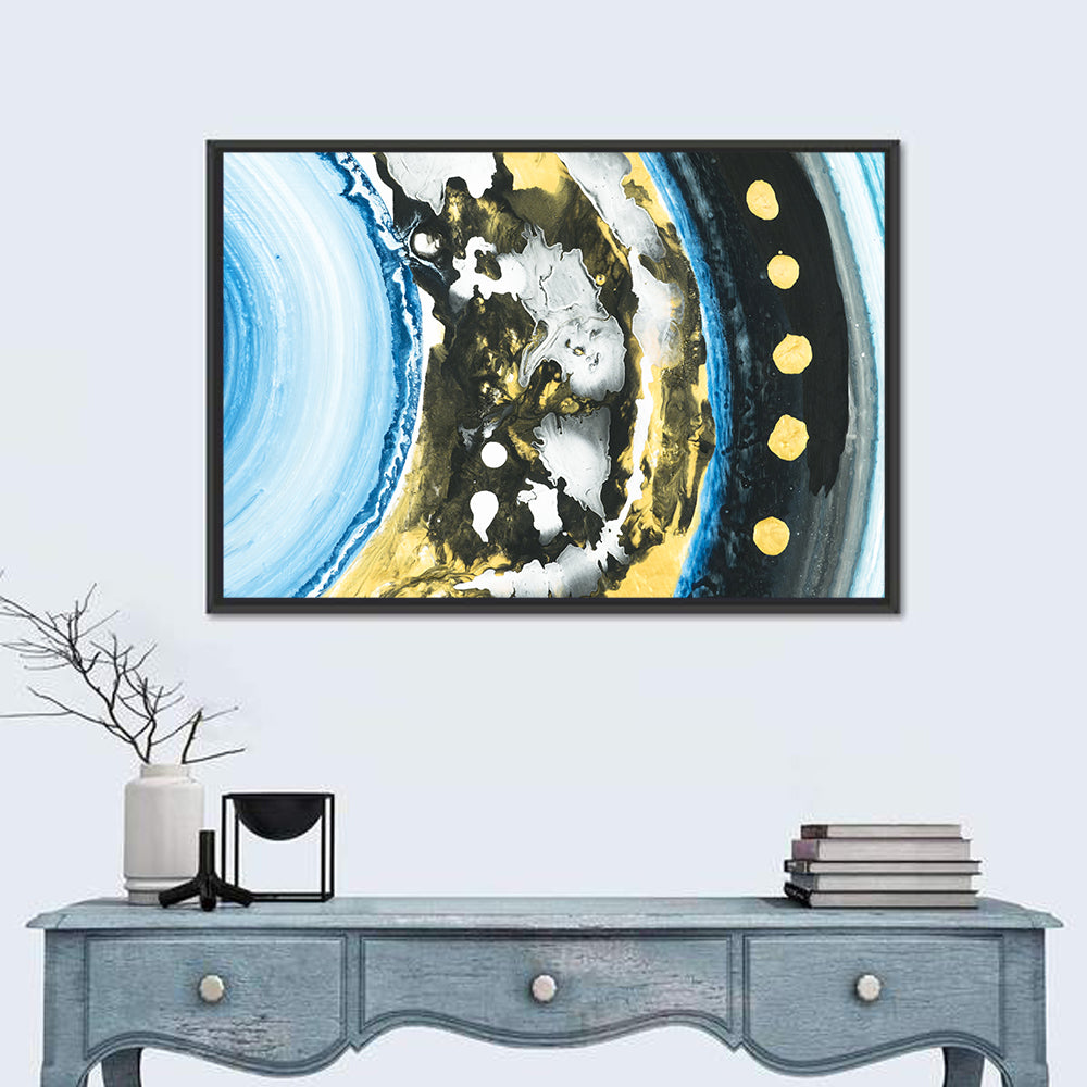 Planet Rings in Blue and Gold Wall Art
