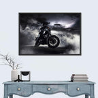Motorcyclist in Fog at Night Wall Art
