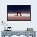 Crested Grebes in Morning Mist Wall Art