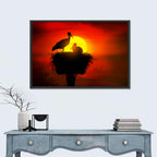 Storks in Nest at Sunset Wall Art