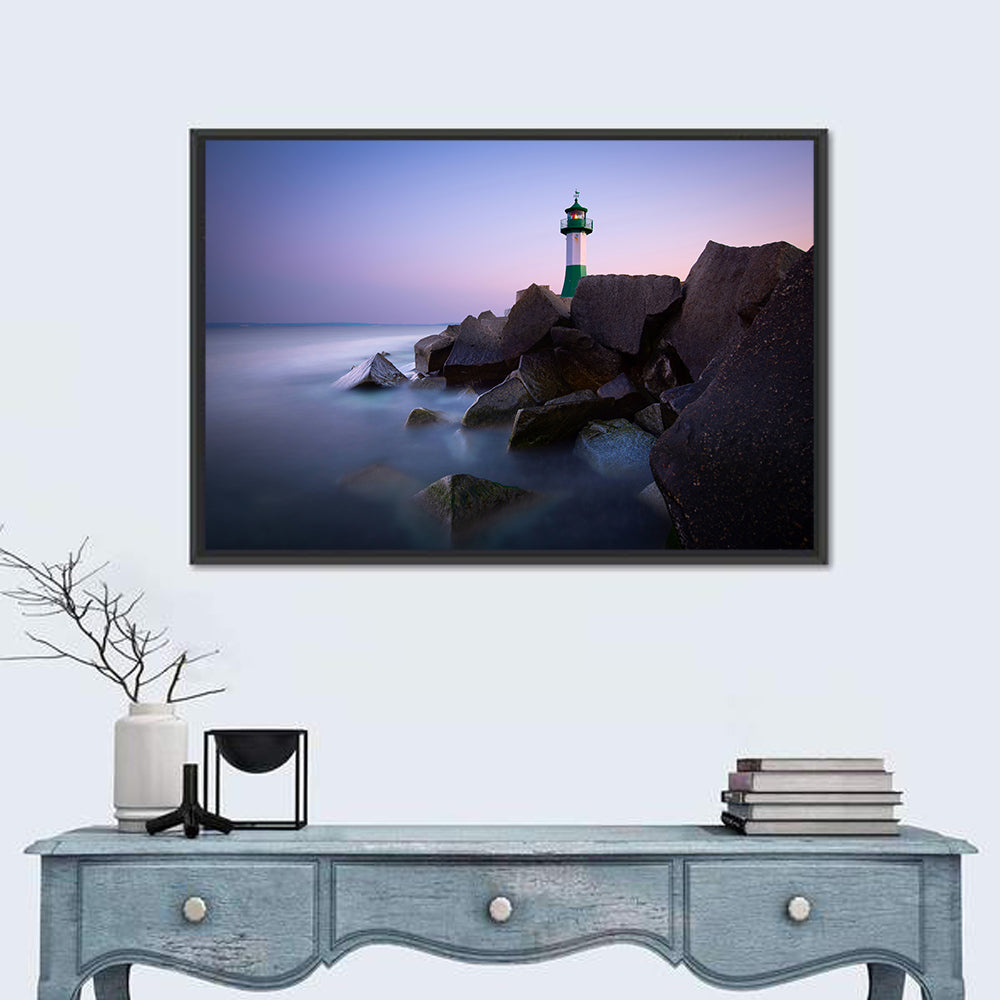 Sassnitz Lighthouse Wall Art in a room, landscape
