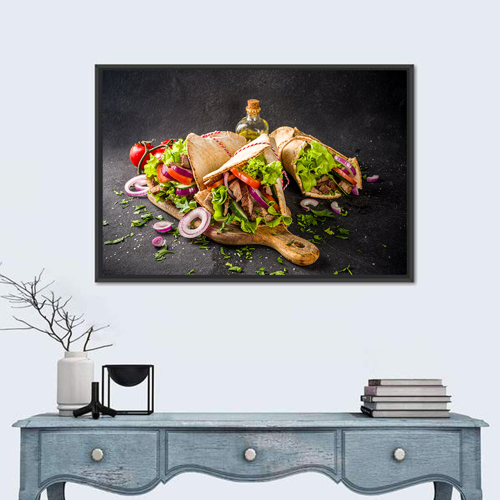 Turkish Shawarma Wraps Wall Art in a room, landscape