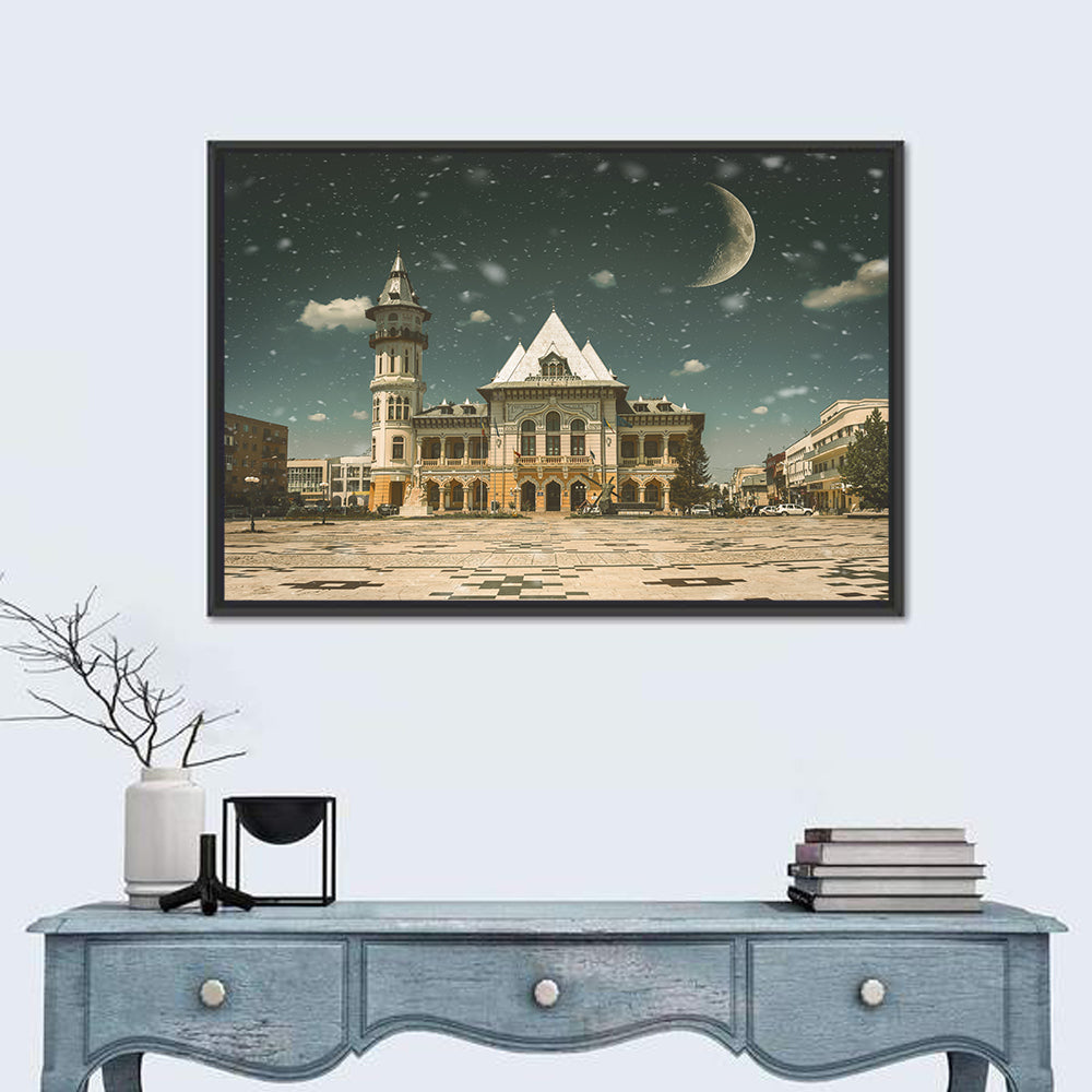 Buzău City Hall Nightscape Wall Art