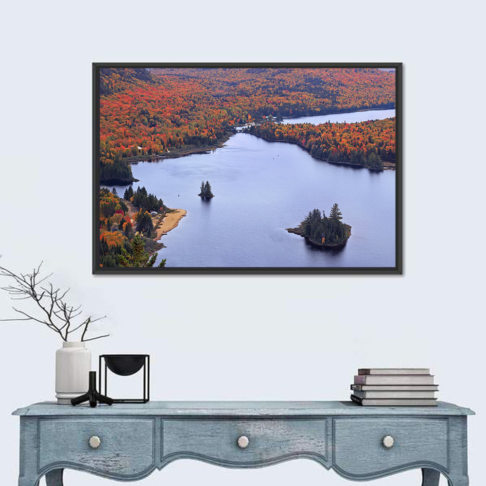 Lake Monroe Aerial with Islands Wall Art in a room, landscape
