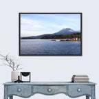 Lake Akan Pier and Snow Capped Peak Wall Art