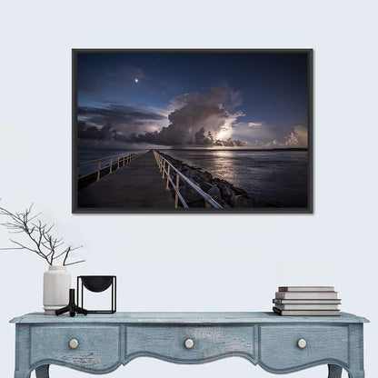 Fluffy Clouds Above Pier Wall Art