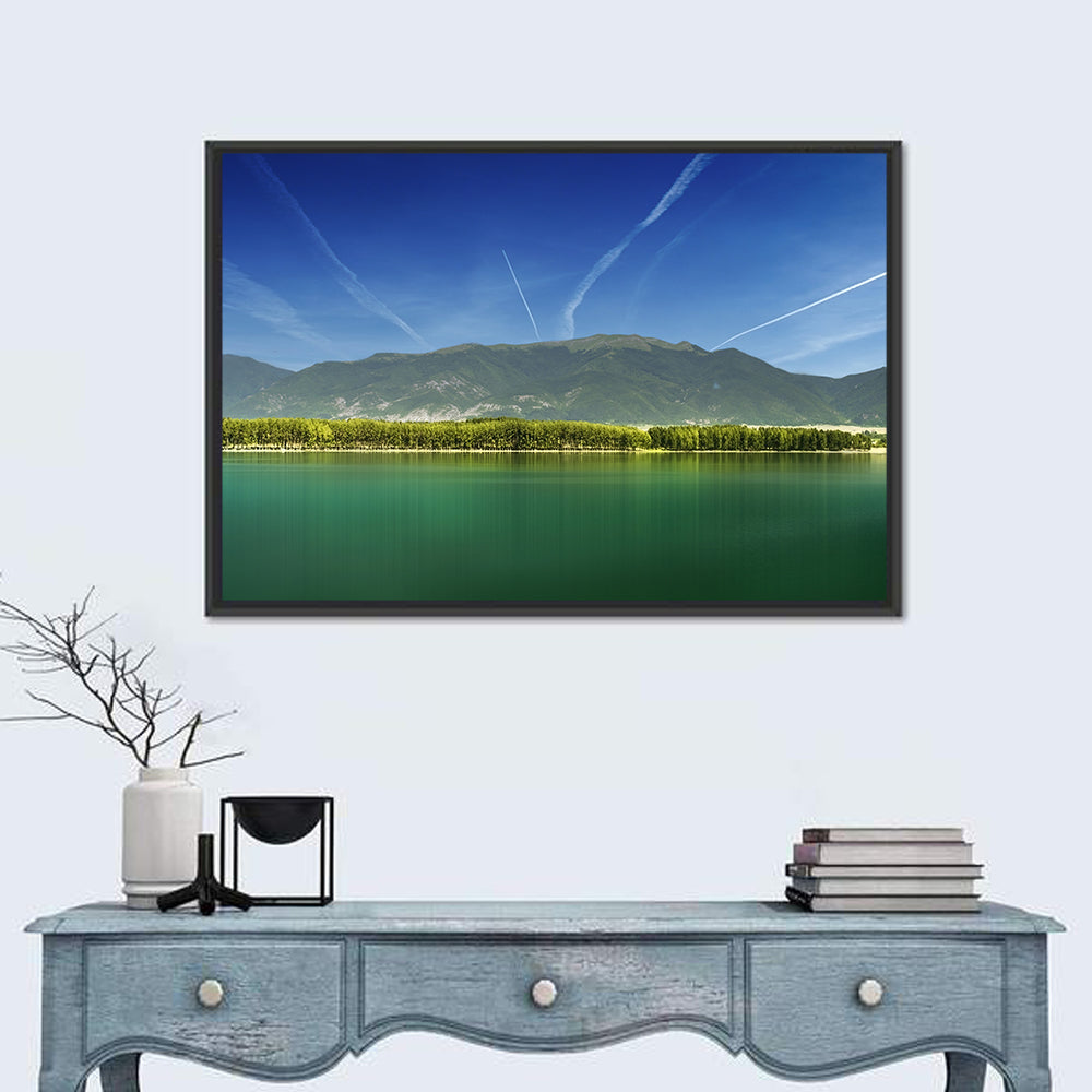 Koprinka Dam Reflections Wall Art in a room, landscape