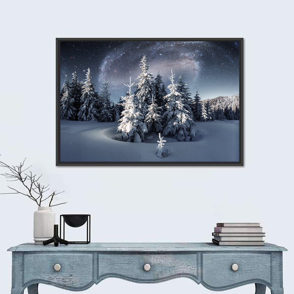 Milky Way Winter Forest Wall Art