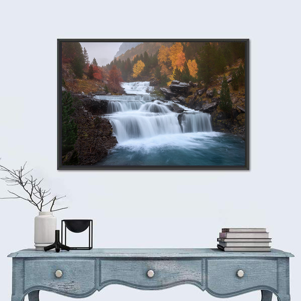 Huesca Cascading Waterfalls Wall Art in a room, landscape
