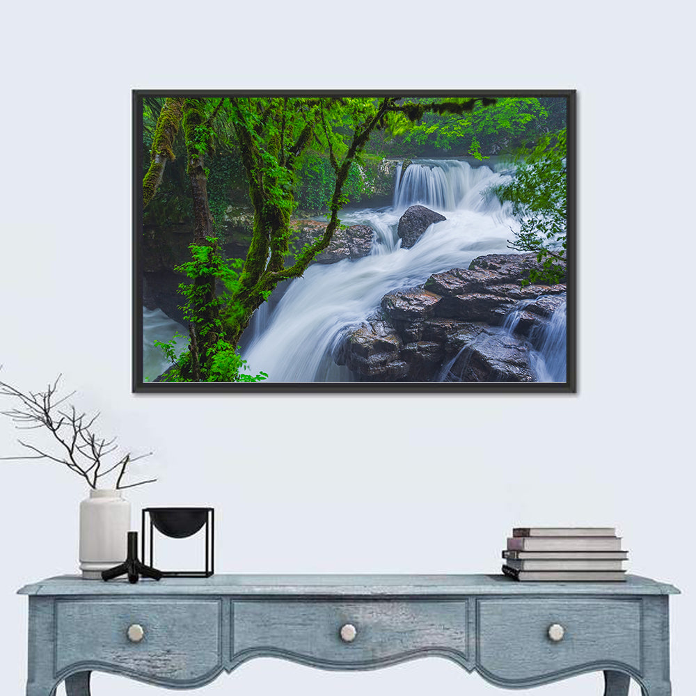 Gachedili Canyon Waterfall Wall Art in a room, landscape