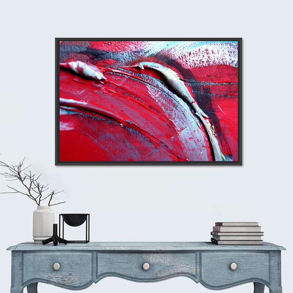 Crimson Impasto Motion Wall Art