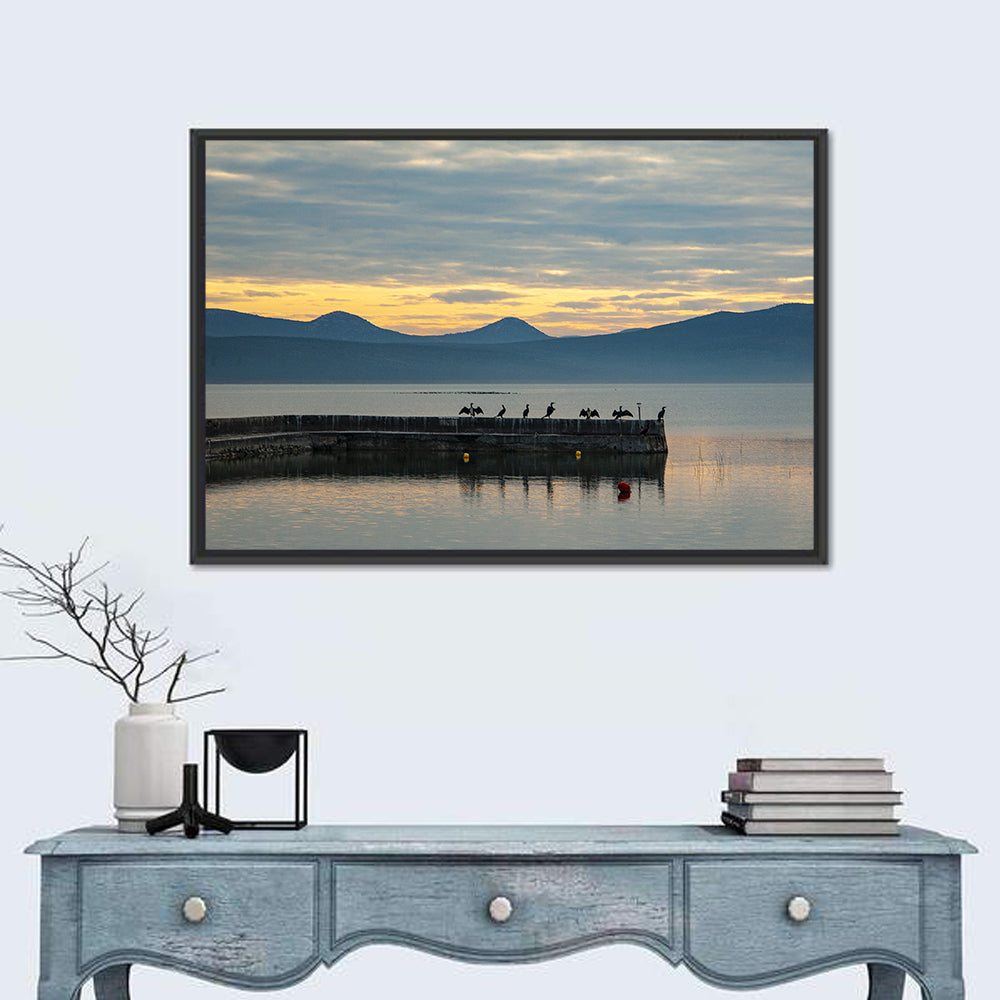 Lake Vrana Pier at Sunset Wall Art in a room, landscape