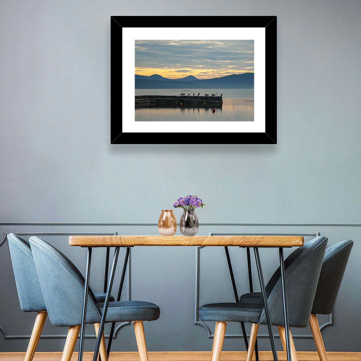 Lake Vrana Pier at Sunset Wall Art in a room, landscape