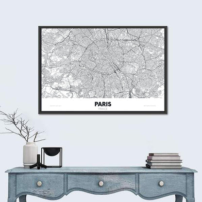 Paris City Map Wall Art