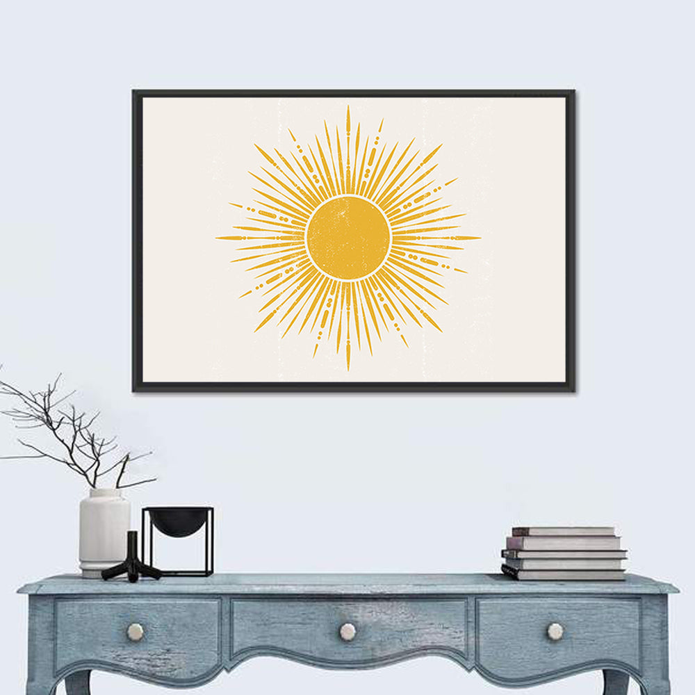 Golden Sunburst Boho Minimalist Wall Art