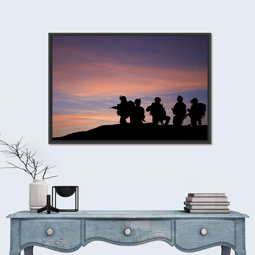 Troops at Sunset Wall Art