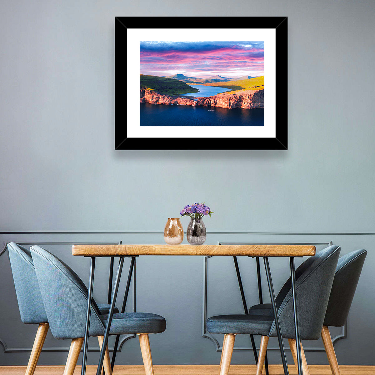 Sørvágsvatn Sunset Wall Art in a room, landscape