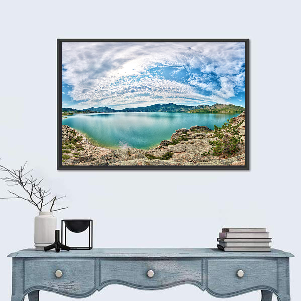 Lake Kivu Shoreline Wall Art in a room, landscape