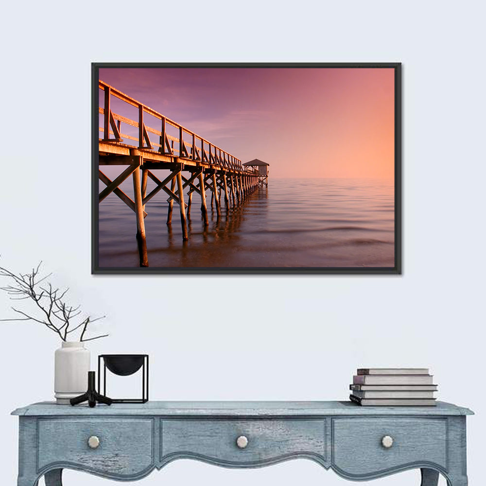 Gulf of Mexico Pier Wall Art in a room, landscape