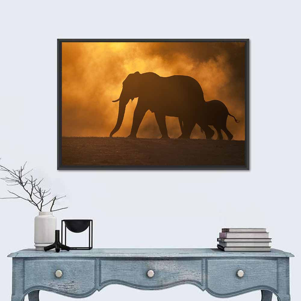 African Elephant Silhouette at Dusk Wall Art