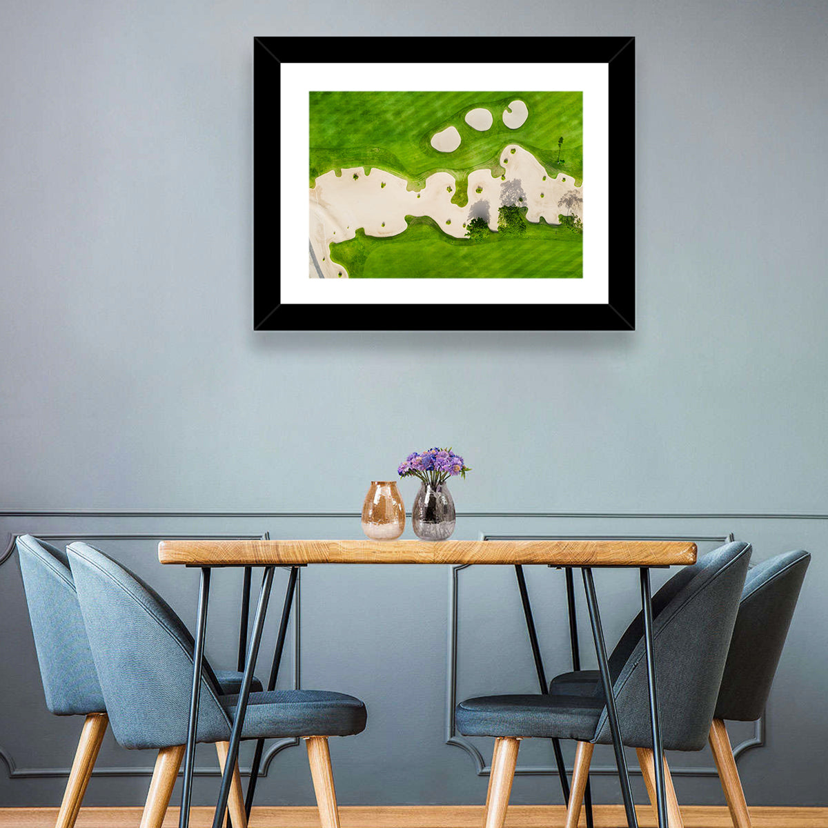 Aerial Golf Course Landscape Wall Art in a room, landscape