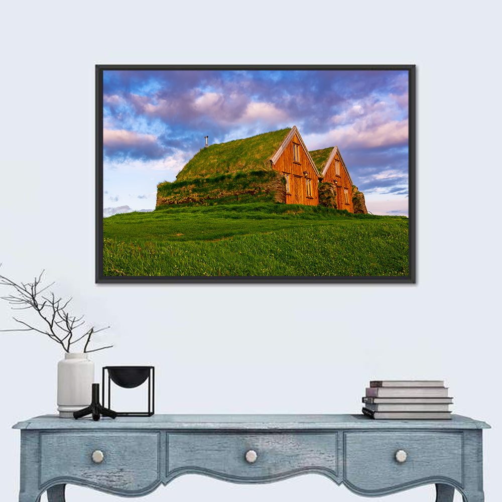 Icelandic Turf Houses at Dusk Wall Art