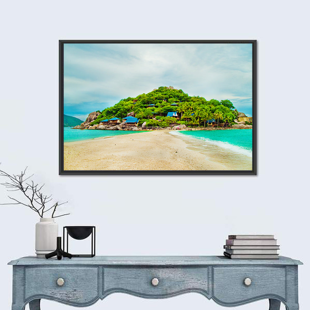 Koh Nang Yuan Sandbar Island Beach Wall Art in a room, landscape