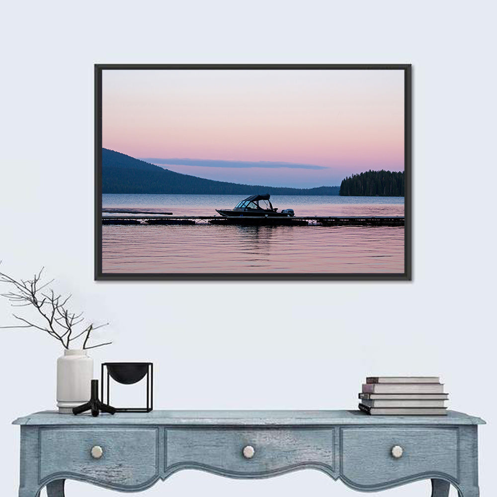 Odell Lake Dock at Twilight Wall Art in a room, landscape